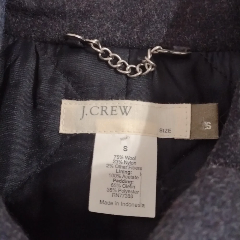 J Crew Black Charcoal Heavy Wool Blend Full Zip Long Winter OverCoat Size S